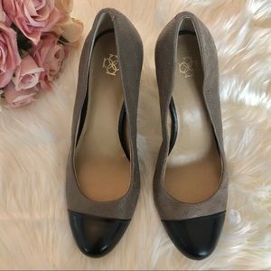 ANN TAYLOR Grey/Brown & Black Leather Heels